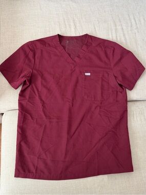 Figs Womens Burgundy Scrub Top